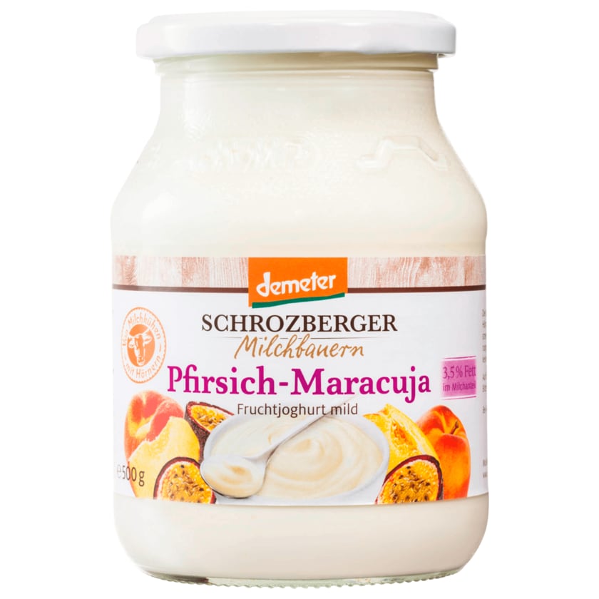 Schrozberger Milchbauern Bio Fruchtjoghurt Pfirsich Maracuja 3,5% 500g
